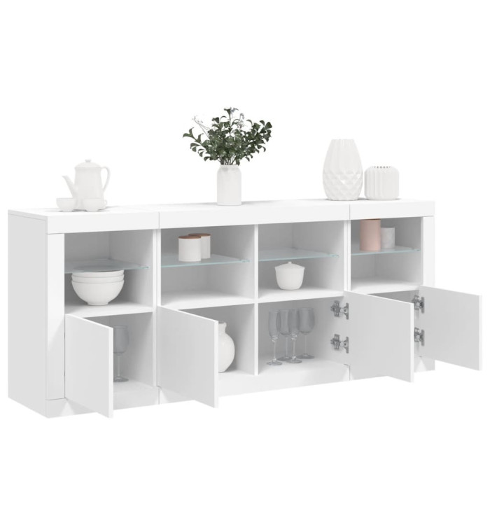 Buffet avec lumières LED blanc 163x37x67 cm | Mobilier & Déco