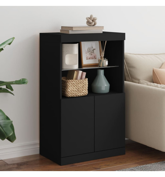 Buffet avec lumières LED noir 60,5x37x100 cm | Mobilier & Déco