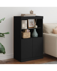Buffet avec lumières LED noir 60,5x37x100 cm | Mobilier & Déco