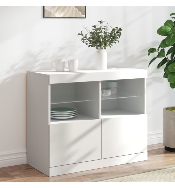 Buffet avec lumières LED blanc 81x37x67 cm | Mobilier & Déco
