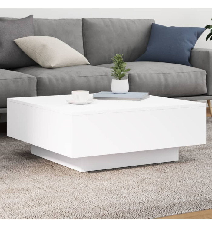Table basse avec lumières LED blanc 80x80x31 cm | Mobilier & Déco