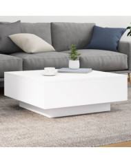 Table basse avec lumières LED blanc 80x80x31 cm | Mobilier & Déco