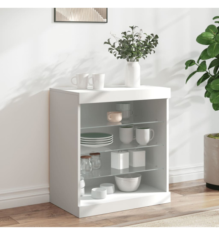 Buffet avec lumières LED blanc 60,5x37x67 cm | Mobilier & Déco