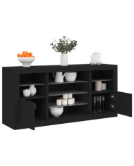 Buffet avec lumières LED noir 142,5x37x67 cm | Mobilier & Déco