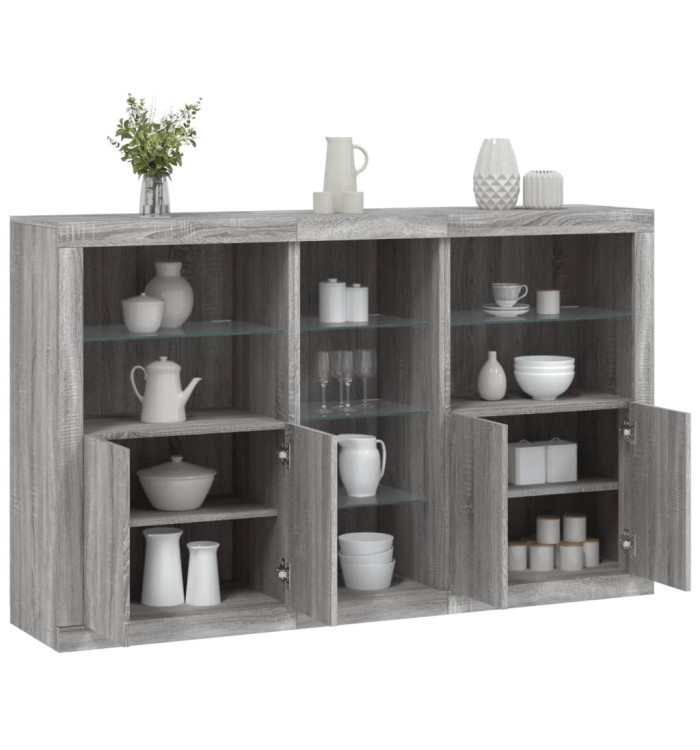 Buffet avec lumières LED sonoma gris 162x37x100 cm | Mobilier & Déco