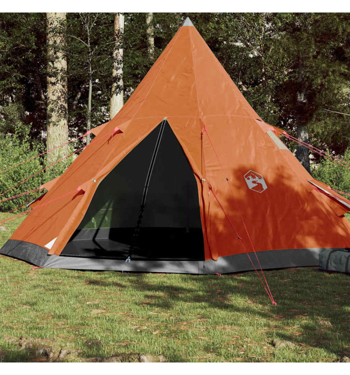 Tente de camping tipi 4 personnes orange imperméable | Mobilier & Déco