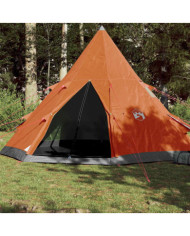 Tente de camping tipi 4 personnes orange imperméable | Mobilier & Déco