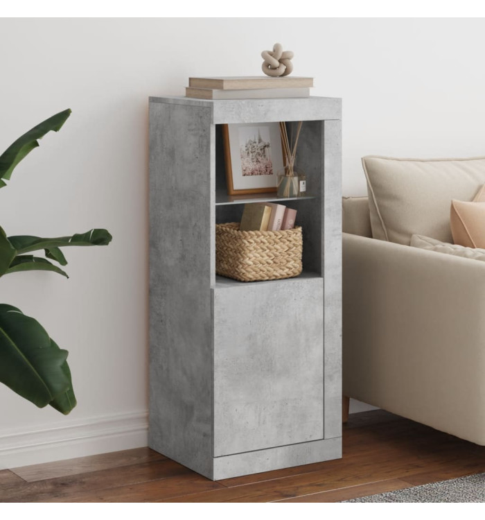 Buffet avec lumières LED gris béton 41x37x100 cm | Mobilier & Déco