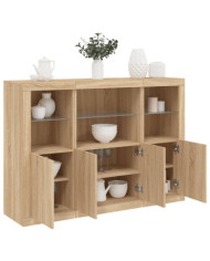 Buffets avec lumières LED 3 pcs chêne sonoma bois d'ingénierie | Mobilier & Déco