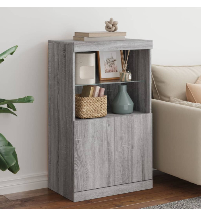 Buffet avec lumières LED sonoma gris 60,5x37x100 cm | Mobilier & Déco