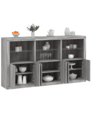 Buffet avec lumières LED sonoma gris 181,5x37x100 cm | Mobilier & Déco
