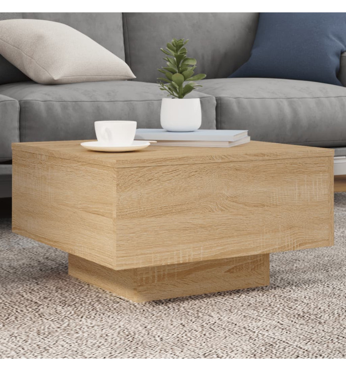 Table basse avec lumières LED chêne sonoma 55x55x31 cm | Mobilier & Déco