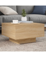 Table basse avec lumières LED chêne sonoma 55x55x31 cm | Mobilier & Déco
