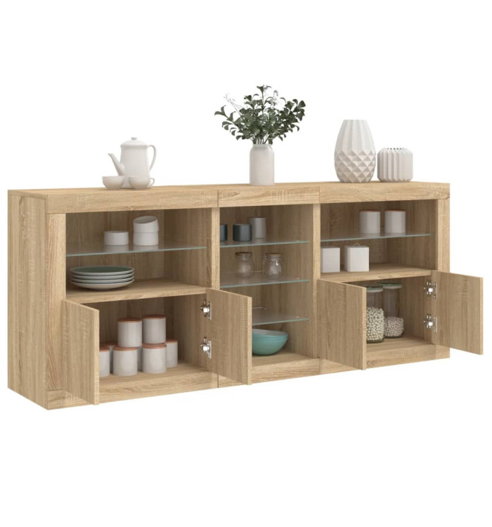 Buffet avec lumières LED chêne sonoma 162x37x67 cm | Mobilier & Déco