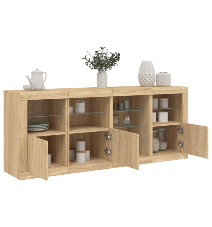 Buffet avec lumières LED chêne sonoma 164x37x67 cm | Mobilier & Déco