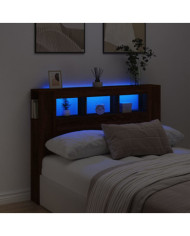 Tête de lit à LED chêne marron 140x18,5x103,5cm bois ingénierie | Mobilier & Déco