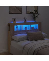 Tête de lit à LED chêne sonoma 140x18,5x103,5cm bois ingénierie | Mobilier & Déco
