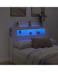 Tête de lit à LED blanc 140x18,5x103,5 cm bois d'ingénierie | Mobilier & Déco