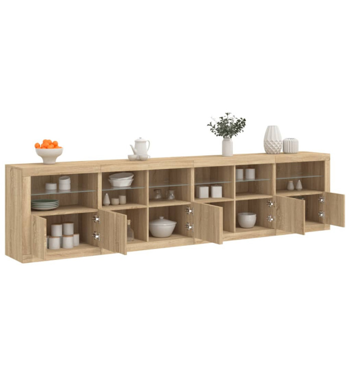Buffet avec lumières LED chêne sonoma 283x37x67 cm | Mobilier & Déco