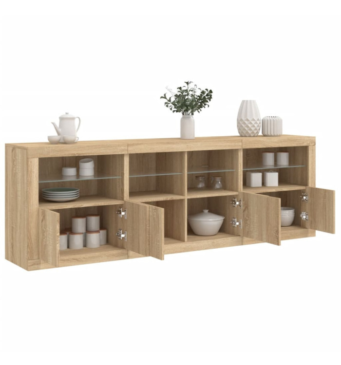 Buffet avec lumières LED chêne sonoma 202x37x67 cm | Mobilier & Déco