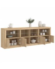 Buffet avec lumières LED chêne sonoma 202x37x67 cm | Mobilier & Déco