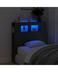 Tête de lit à LED noir 100x18,5x103,5 cm bois d'ingénierie | Mobilier & Déco