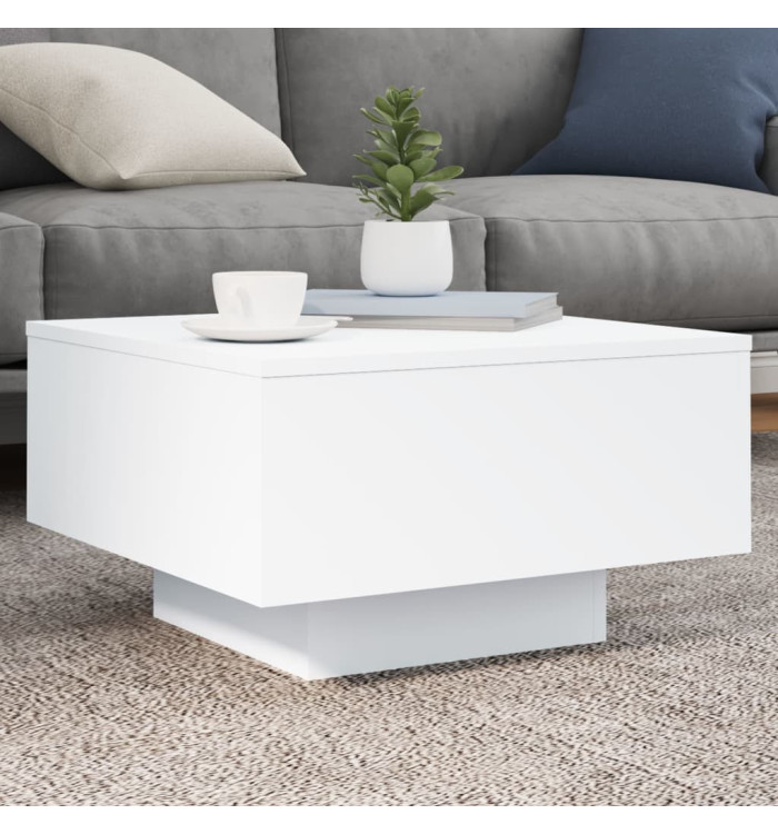 Table basse avec lumières LED blanc 55x55x31 cm | Mobilier & Déco