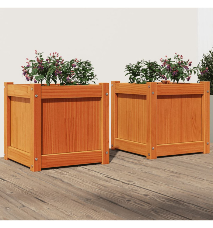 Jardinières 2 pcs cire marron bois de pin massif | Mobilier & Déco