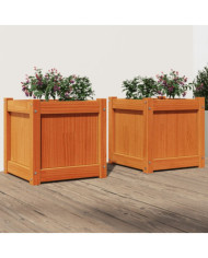 Jardinières 2 pcs cire marron bois de pin massif | Mobilier & Déco