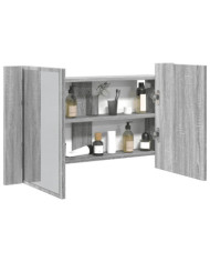 Armoire de salle de bain à miroir LED sonoma gris 80x12x45 cm | Mobilier & Déco