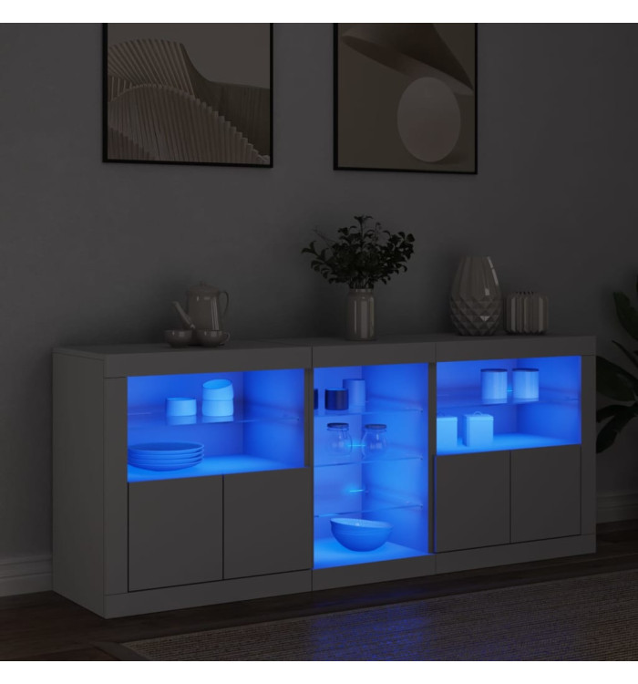 Buffet avec lumières LED blanc 162x37x67 cm | Mobilier & Déco