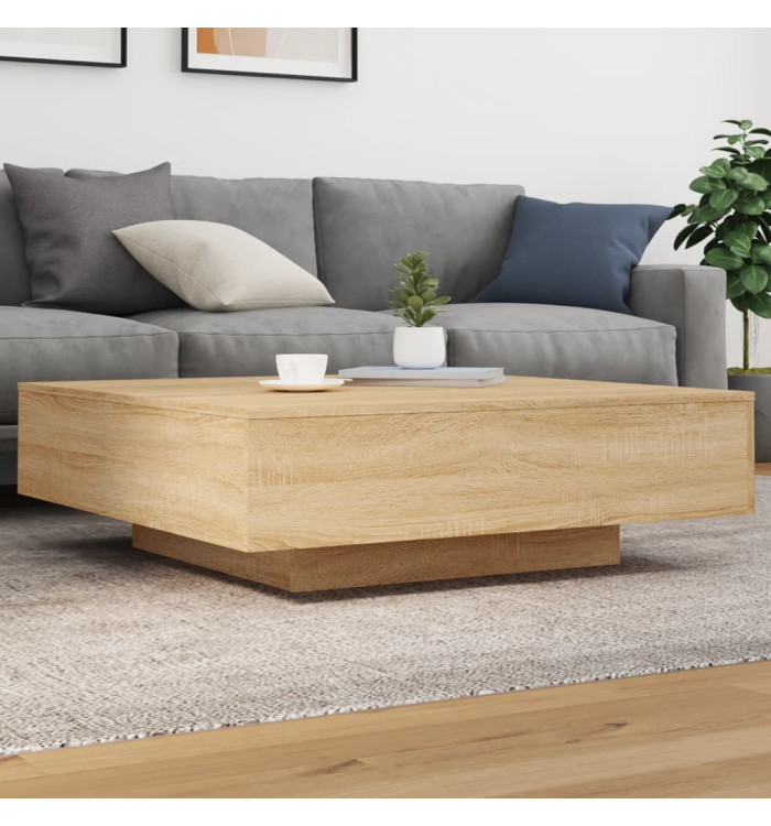 Table basse chêne sonoma 100x100x31 cm bois d'ingénierie | Mobilier & Déco