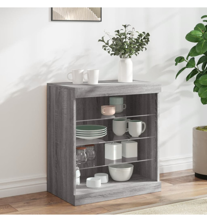 Buffet avec lumières LED sonoma gris 60,5x37x67 cm | Mobilier & Déco