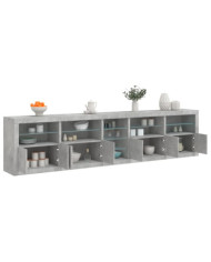 Buffet avec lumières LED gris béton 283x37x67 cm | Mobilier & Déco