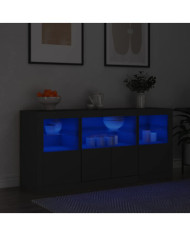 Buffet avec lumières LED noir 142,5x37x67 cm | Mobilier & Déco