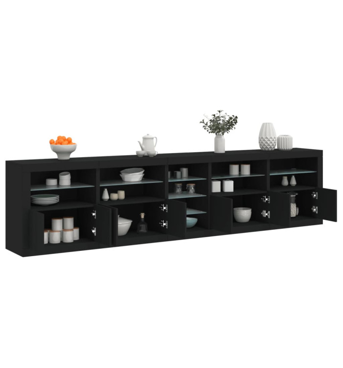 Buffet avec lumières LED noir 283x37x67 cm | Mobilier & Déco