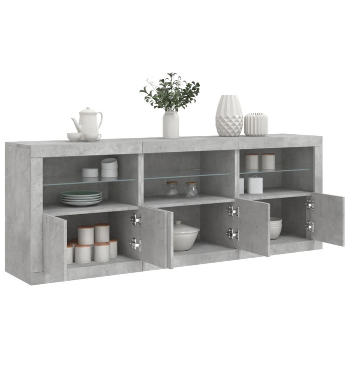Buffet avec lumières LED gris béton 181,5x37x67 cm | Mobilier & Déco