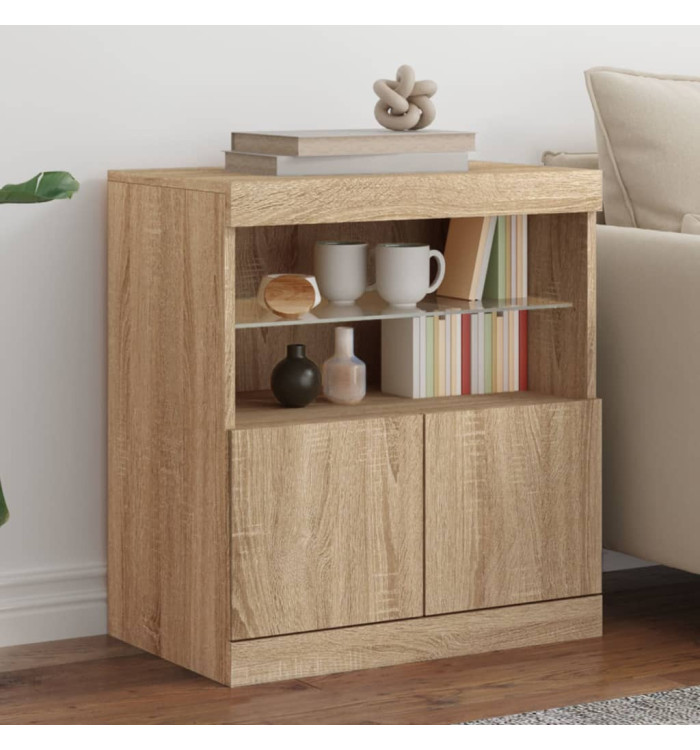 Buffet avec lumières LED chêne sonoma 60x37x67 cm | Mobilier & Déco