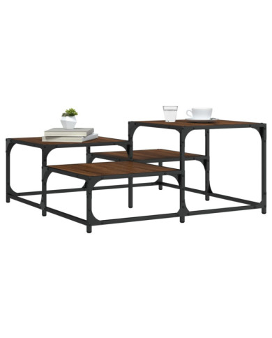 Table basse chêne marron 87,5x87,5x40 cm bois d'ingénierie | Mobilier & Déco