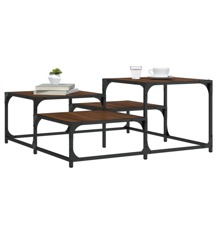 Table basse chêne marron 87,5x87,5x40 cm bois d'ingénierie | Mobilier & Déco