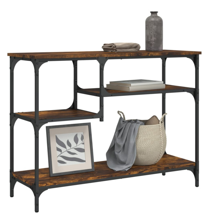 Table console avec étagères chêne fumé 100x35x75 cm | Mobilier & Déco