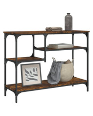 Table console avec étagères chêne fumé 100x35x75 cm | Mobilier & Déco