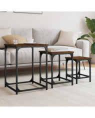 Tables basses gigognes 3 pcs chêne marron bois d'ingénierie | Mobilier & Déco