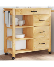 Chariot de cuisine MONZA 84x40x90 cm bois massif de pin | Mobilier & Déco
