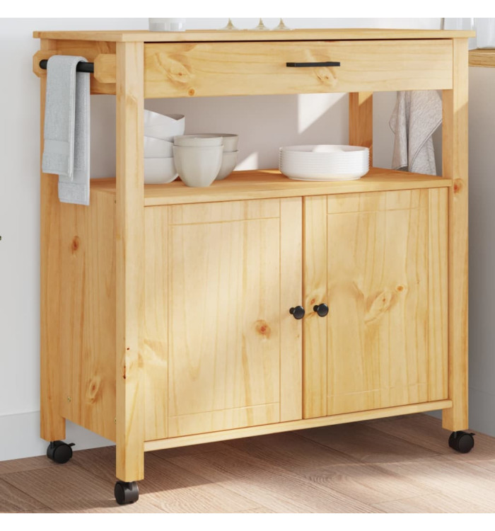 Chariot de cuisine MONZA 84x40x90 cm bois massif de pin | Mobilier & Déco