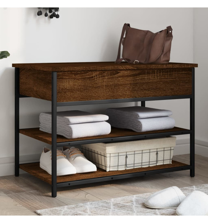 Banc à chaussures chêne marron 70x42,5x50 cm bois d'ingénierie | Mobilier & Déco