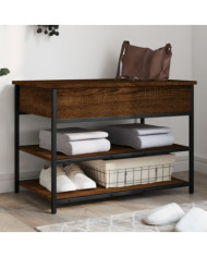 Banc à chaussures chêne marron 70x42,5x50 cm bois d'ingénierie | Mobilier & Déco