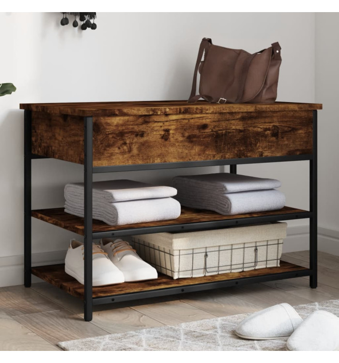 Banc à chaussures chêne fumé 70x42,5x50 cm bois d'ingénierie | Mobilier & Déco