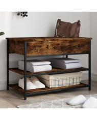 Banc à chaussures chêne fumé 70x42,5x50 cm bois d'ingénierie | Mobilier & Déco