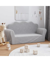 Canapé pour enfants 2 places gris clair peluche douce | Mobilier & Déco